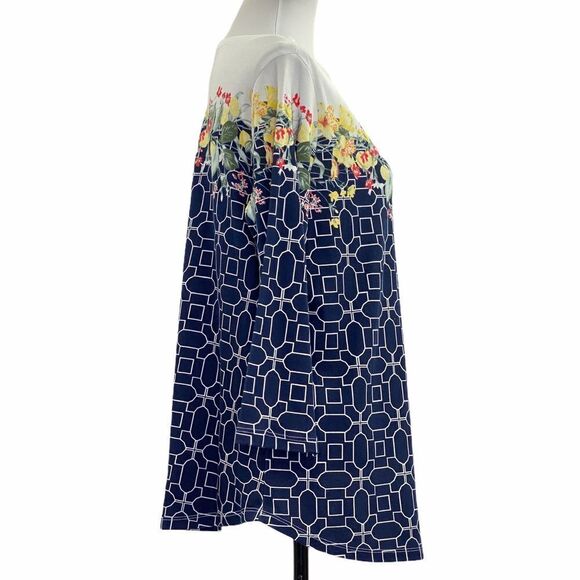 Charter Club Geometric Floral 3/4 Sleeve Top 0x - Picture 6 of 12